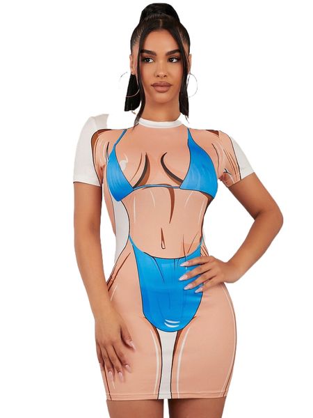 

sxy figure graphic bodycon dress s3cc#, Black;gray