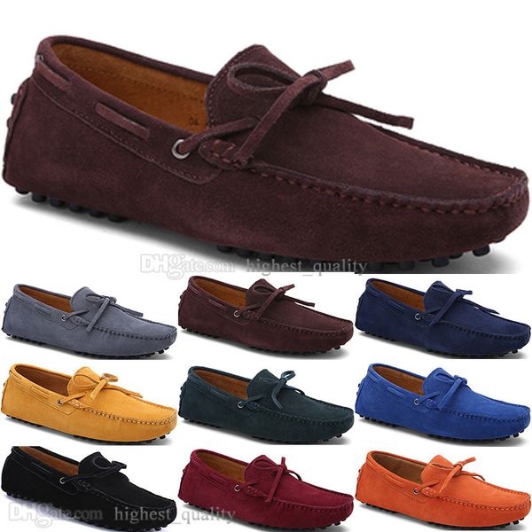 302 New Fashion mens Scarpe casual in pelle Stile britannico primavera Coppia Genuine Peas Scrub uomo Drive Lazy man soprascarpe outdoor comodo traspirante nero giallo