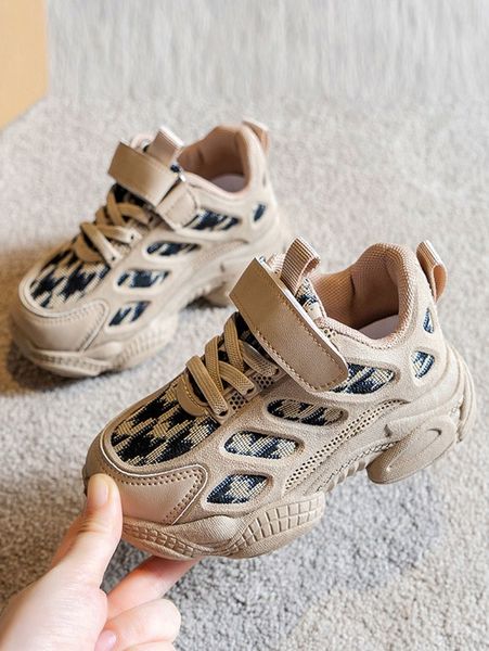 

boys colorblock lace-up front sneakers she01, Black