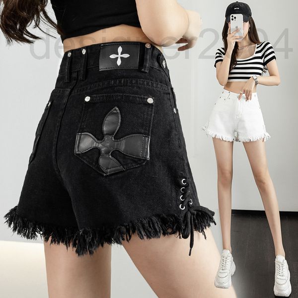 

women's pants & capris designer cross denim shorts women's summer 2022 new high waist black loose wide leg pants fko8, Black;white