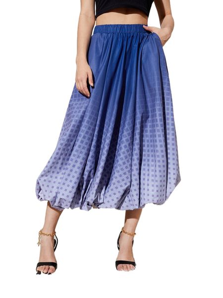 

x rx elastic waist geo print ombre bud skirt c0ya#, Black