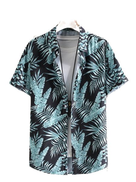 

men random tropical print shirt without tee g51i#, White;black
