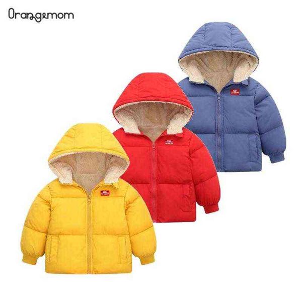 

baby girls coat kids boys winter 2022 new cotton coats solid color hoodie teen coat children coats baby girl snowsuit j220718, Blue;gray