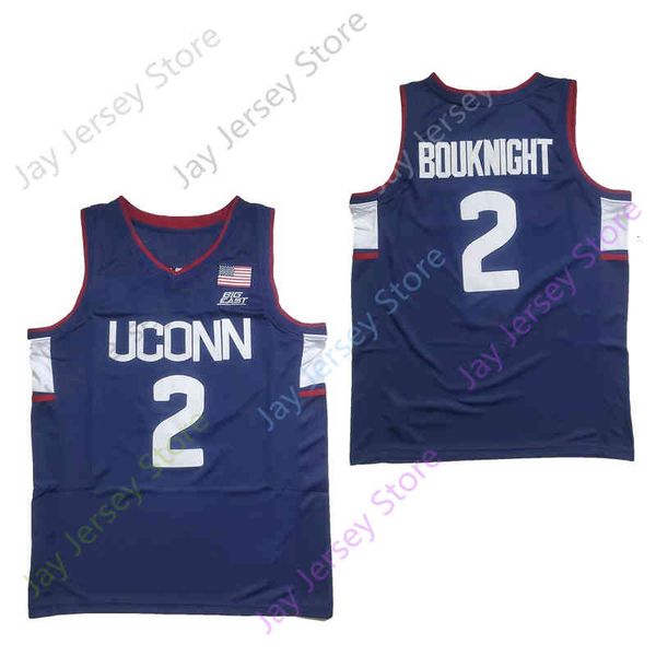

ncaa college basketball jersey uconn 2 james bouknight size s-3xl, Black