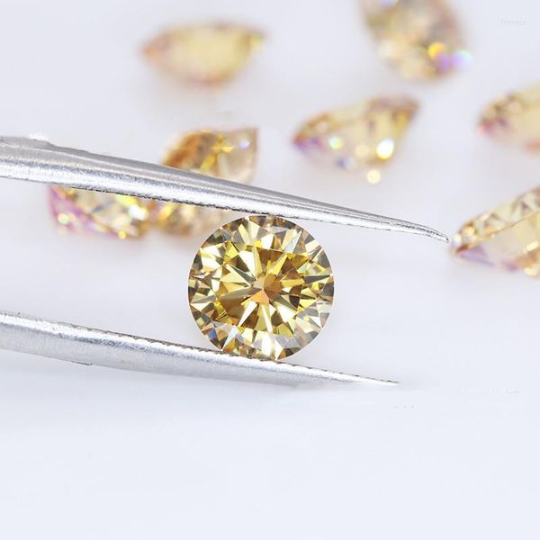 Perline Altro Diamante di alta qualità Test Passato Giallo Moissanite Taglio brillante rotondo 1-3 carati Pietra preziosa sciolta Per gioielli fai da te Fare regaliAltro