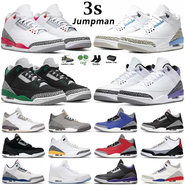 Nuovo Top Designer Jumpman 3 Scarpe da pallacanestro da uomo 3s Sneakers Cardinale Rosso Pino Verde Racer Blu Cool Grigio Corte Viola Laser Arancione Outdoor Scarpe da ginnastica sportive da donna 40-47