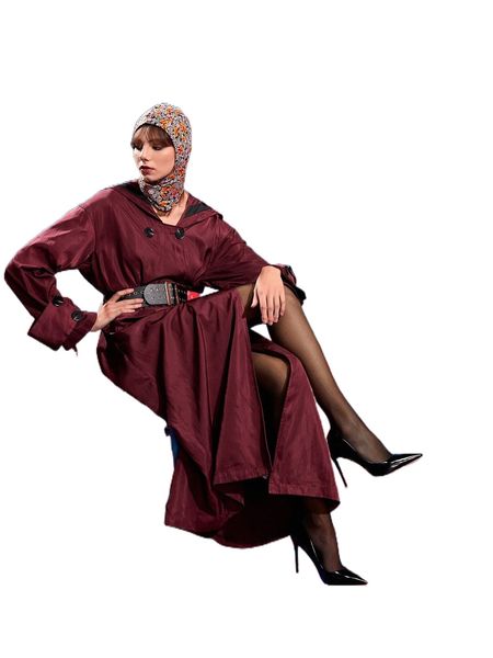 

x carmen sailor collar double breasted coat without belt s5kl#, Black