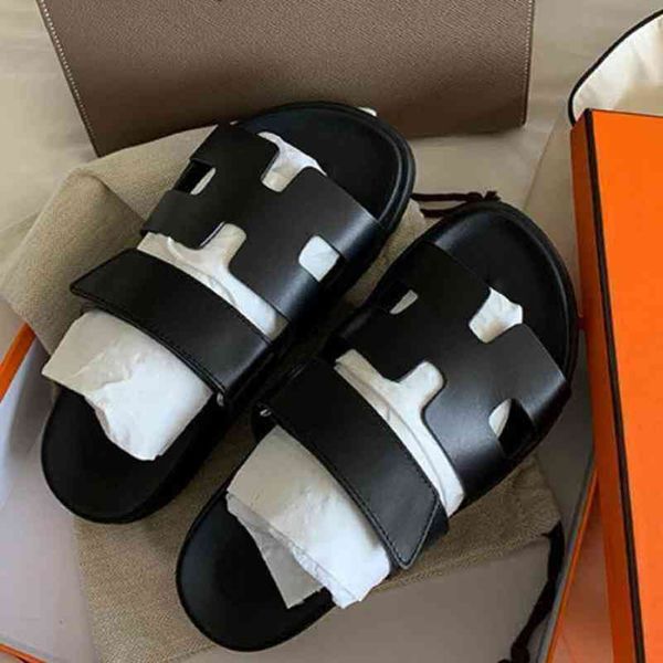 

designer herme slippers chypres original sandals new store 30 pairs of leak picking buoyancy all leather own money wom have logo, Black