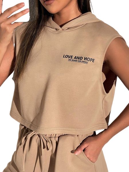 

slogan graphic hooded tank k6zs#, White