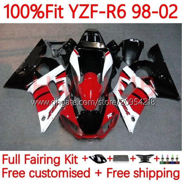 OEM Body for Yamaha YZF R6 R6 YZF600 600CC 98-02 Bodywork 7No.12 YZF 600 CC YZF-600 YZFR6 98 99 00 01 02 YZF-R6 1998 1999 2001 2001 2002 Injecção Jogo Branco Vermelho