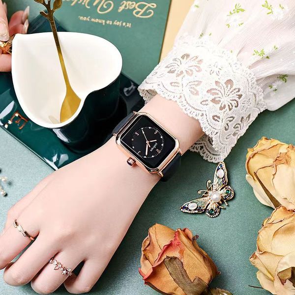 

luxury womens watches designer literary luminous quartz watch temperament high-end high-value fashion silicone small square women watch hfdh, Slivery;golden