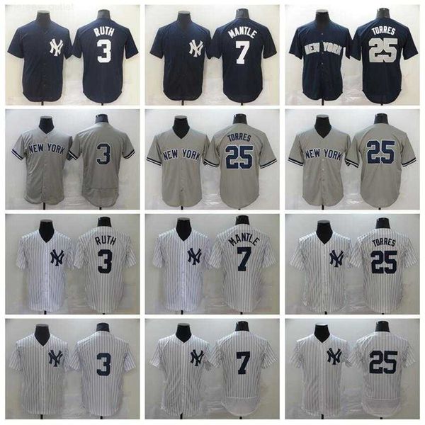 

man baseball blank 25 gleyber torres jersey 3 babe ruth all stitching pure cotton breathable navy blue white pinstripe grey black team color, Blue;black