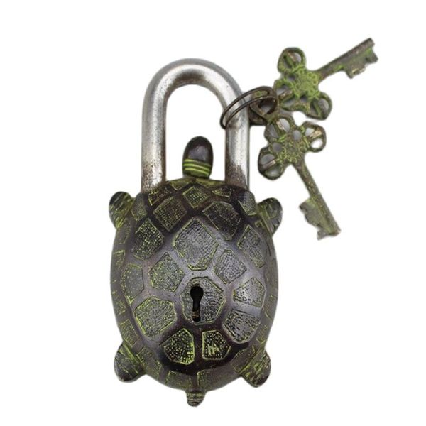 

chinese old bronze turtle statue bronze lock anti-theft lock, Black