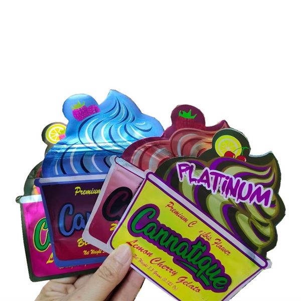 

unique shape cannatique 3.5gram packaging bags mylar edibles lemon cherry gelato platinum plastic empty packing bag pack package wholesale