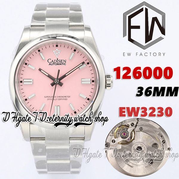 

ewf v3 ew126000 cal.3230 a3230 automatic woman watch 36mm candy pink dial stick markers 904l stainless steel bracelet with same serial warra, Slivery;brown