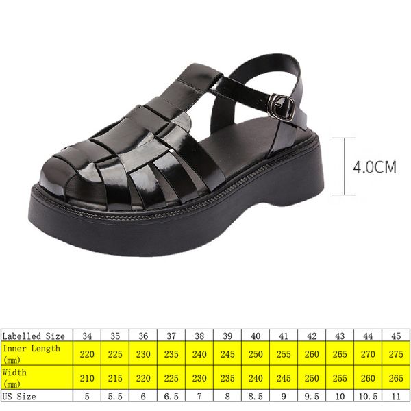 

5cm genuine leather sandals platform shoes summer women buckle strap elegant cute party beach shoes slides slippers, Black;yellow