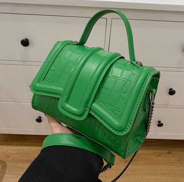 

evening bags bag female 2022 new fashion net red chain messenger bag stone pattern portable small square crossbody shoulder bag y0506