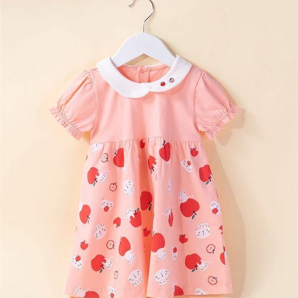 

toddler girls embroidery peter pan collar cartoon graphic dress she, Red;yellow
