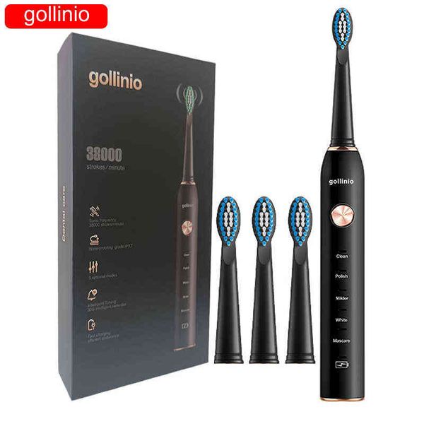 Spazzolino da denti Gollinio Spazzolino elettrico Usb Ricarica rapida Gl41ru Electr Spazzolino da denti Testina di ricambio per spazzolino da denti ricaricabile impermeabile 0511