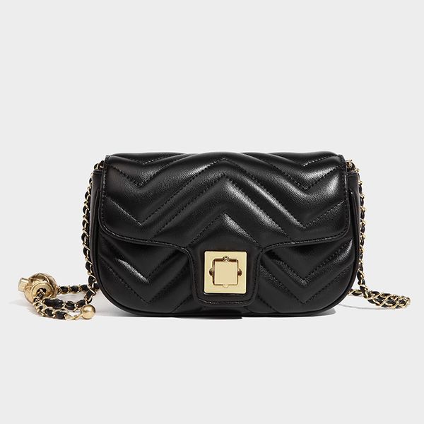 

designer vintage business retro style crossbody bag with chains plain metallic buckle thread diamond lattice