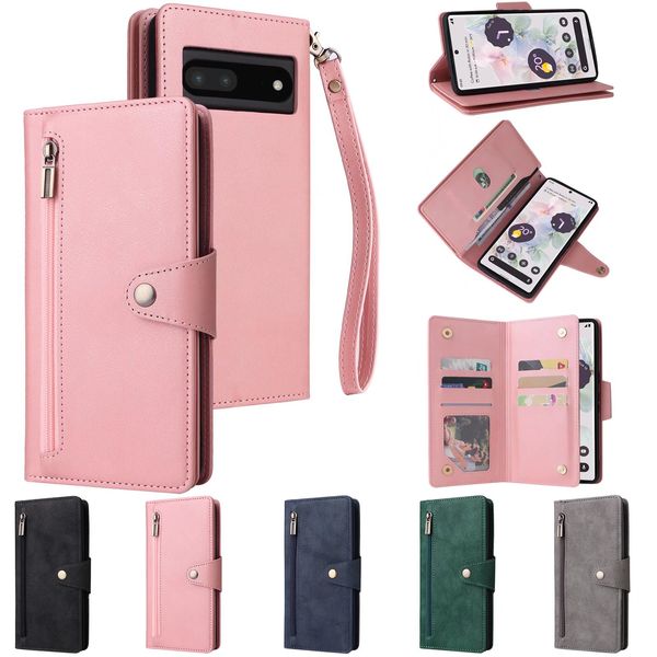 Shockpere -Pu Leather Flip Stand Skellet Case для Google Pixel 7 Pro 6 5a 5 4 3a Держатель слота для карты Kickstend Phone Cople Cople Funda