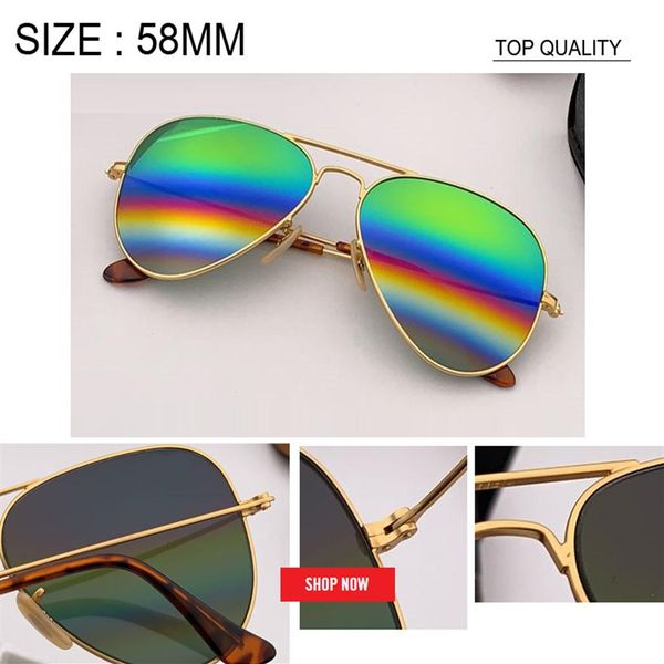 

2019 men's aviation sunglasses woman rainbow flash mirror sunglass hd driving uv400 sun glasses lunettes de rd3025 reflected 2949, White;black