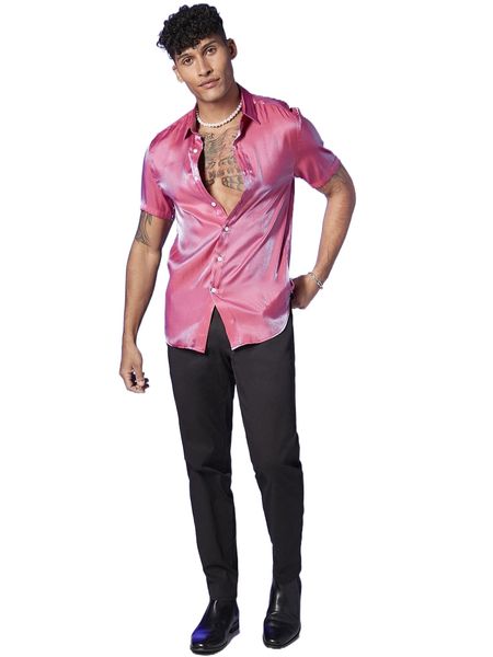 

men single breasted shirt q2m3#, White;black