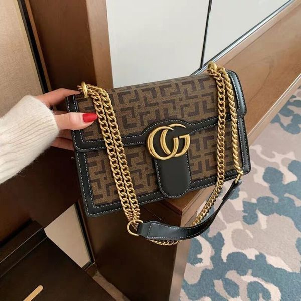 

fashion bag 2022 new luxury bags printing versatile retro one small square chain bagwomen's fashion bags