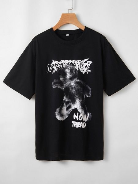 

men letter & cartoon graphic tee f6e3#, White;black