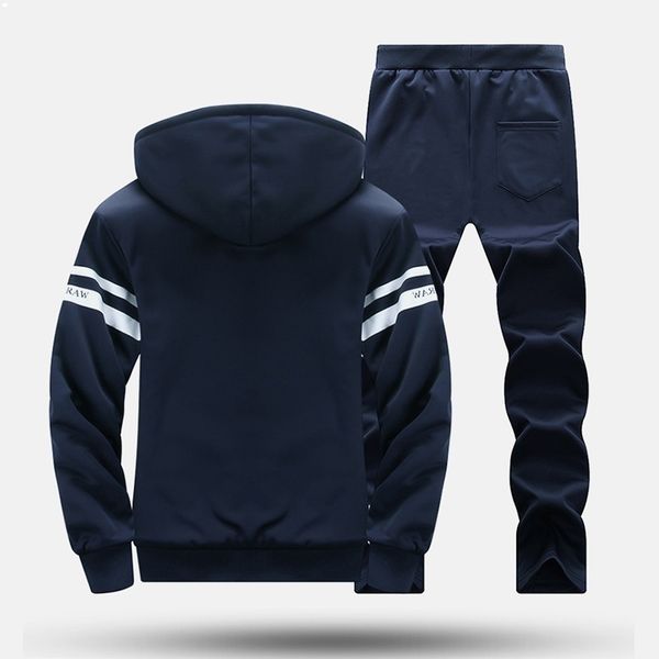 

tracksuit men fleece hoodies set warm sweatshirt print jogging homme thick hoodiepants sportswear tracksuit and pants 201204, Gray