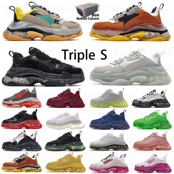 

mens triple s shoes 17fw sneaker womens paris black white letter colorful blue bright red rice ash grey green pink silvery retro ladies