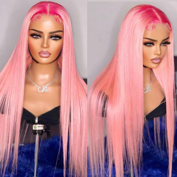 Spitzenperücken Ombre Blondes menschliches Haar für Frauen Straight Pink Brasilian Remy 613 Frontalperücke Gelb vorgezogen