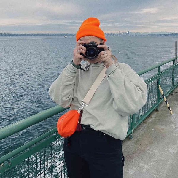 

2022 new bags designer acne smiley leather label cylindrical nylon ins men's women's fashion one shoulder messenger bag