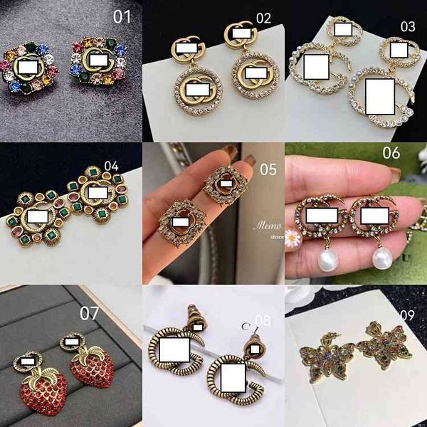 

2022 factory wholesale new earrins gu asymmetric pearl brass mesh red female diamond earrings, Golden