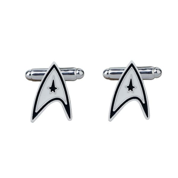 

white and black star tr-ek ensign badge wars cufflinks for men260e, Silver