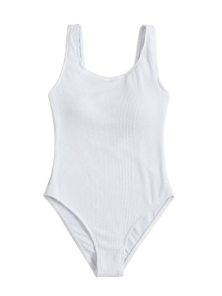 

plain one piece swimsuit j1om#, White;black