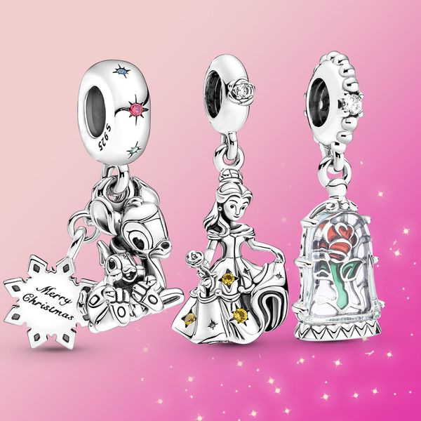 

925 silver little mermaid ariel charm bambi thumper charm fit pandora bracelet for women, Black