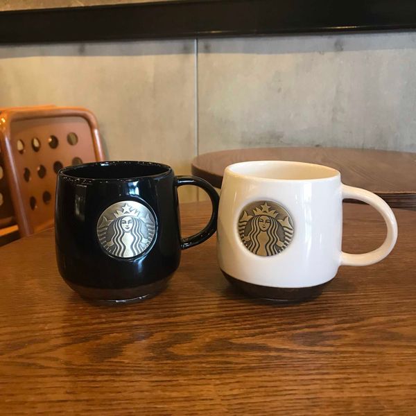 

starbucks cup classic bronze mermaid black and white ceramic mug water couple coffeevutr
