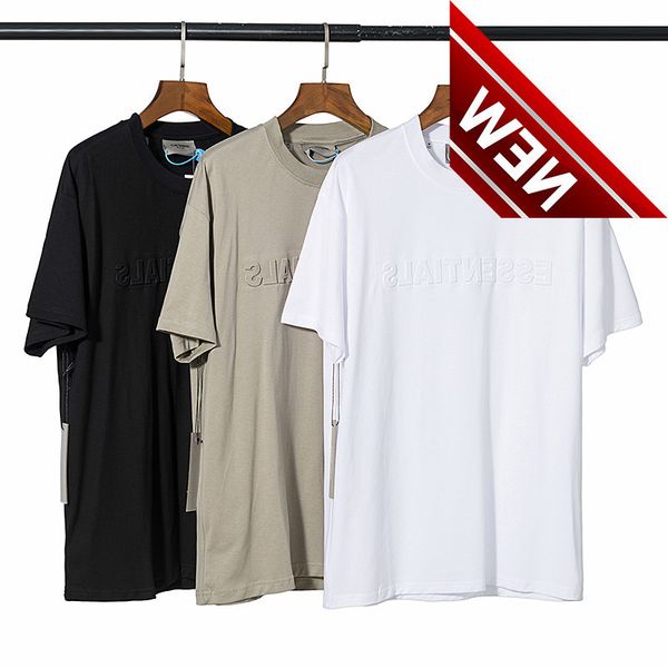 

fear og god fog double line essentials embossed letter t-shirt high street loose fg short sleeve summer man, White;black