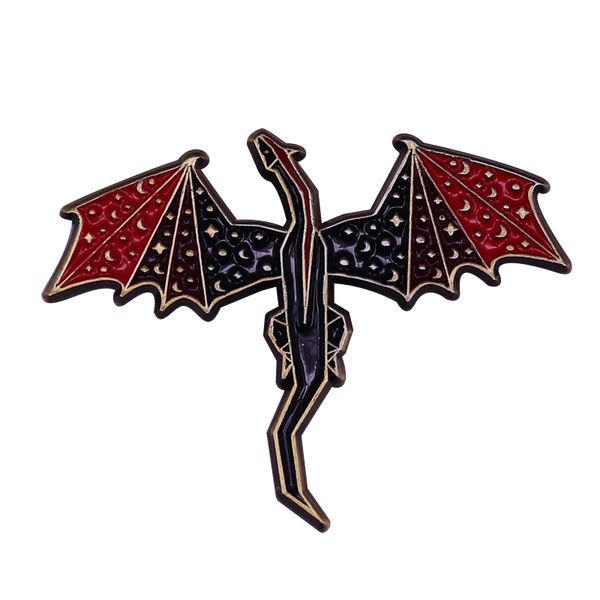 

black origami dragon hard enamel pin twilight celestial spooky goth witchy badge cute halloween gift for friends, Blue