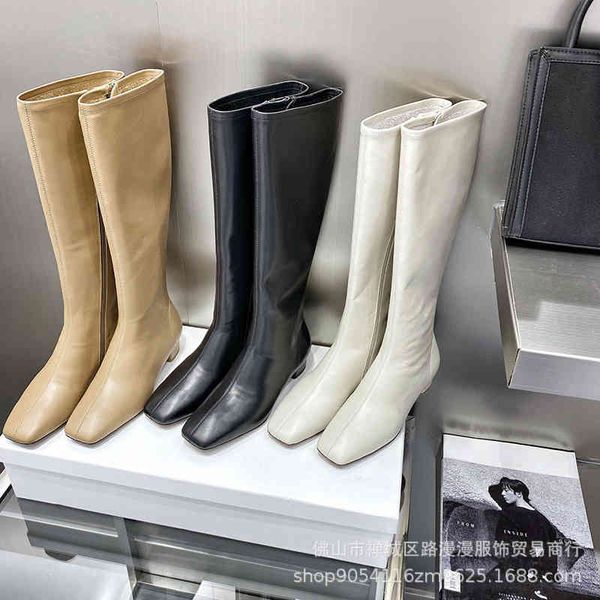 

boots autumn and winter knight boots women's head side zipper thick heels thin legs long casual boots, Black