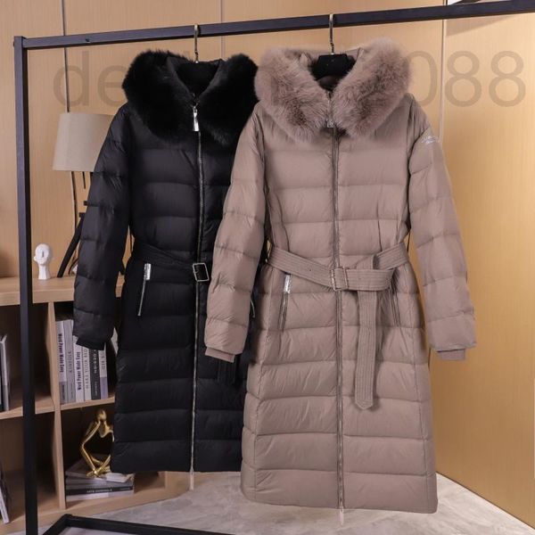 

women's down & parkas designer european style large wool collar white goose down jacket women's autumn and winter 2021 hooded warm, Black