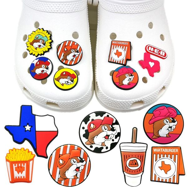 

16pcs/set texas style pattern croc jibz charm lovely cartoon shoe charms decoration soft pvc shoe accessories buckles fit kids bracelet wome, White;pink