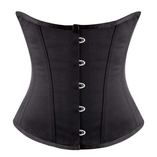 Black Satin 16pcs Bones Steel Bones Underbust Corset Waist Cincher 2022 Nuova donna Allenatore in giro per la vita Sculping Cullala Shapewear