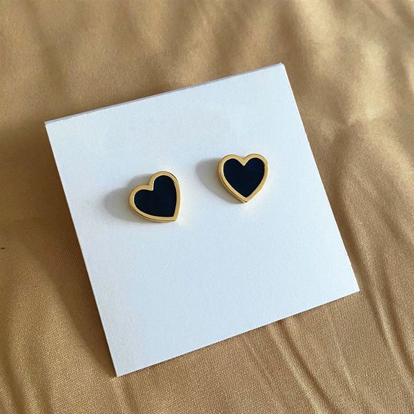 

cute size brass luxury women fashion studs original single design heart earrings enamel classic jewelry, Golden;silver