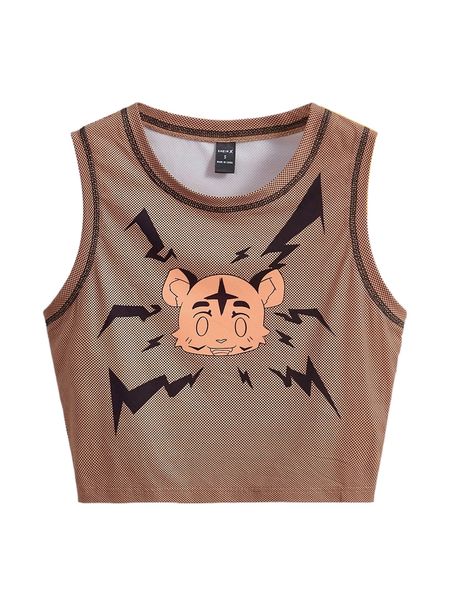 

x the sleepy dragon cartoon graphic stitching tank u3ui#, White