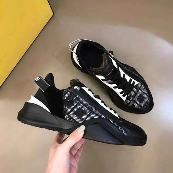 

perfect brands sporty men's flow sneakers shoes men mesh breathable man zipper skateboard rubber runner sole tech fabrics trainer, Black