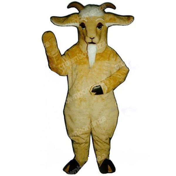 trajes de mascote de cabra amarelo de Halloween trajes de alta qualidade de desenho animado traje de caráter de natal roupa ao ar livre