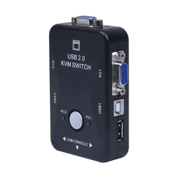Adattatore per switch manuale KVM Mini 2 porte all-in-one con connettore USB