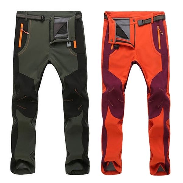 

winter casual stretch pants men women fleece military cargo waterproof soft shell trousers work thick warm sweatpants 5xl 220325, Black